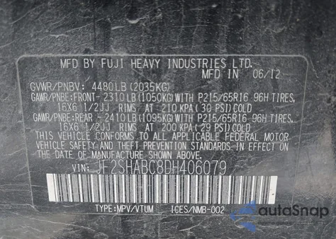 2013 Subaru Forester 2.5X z USA, uszkodzony, nr VIN JF2SHABC8DH406079